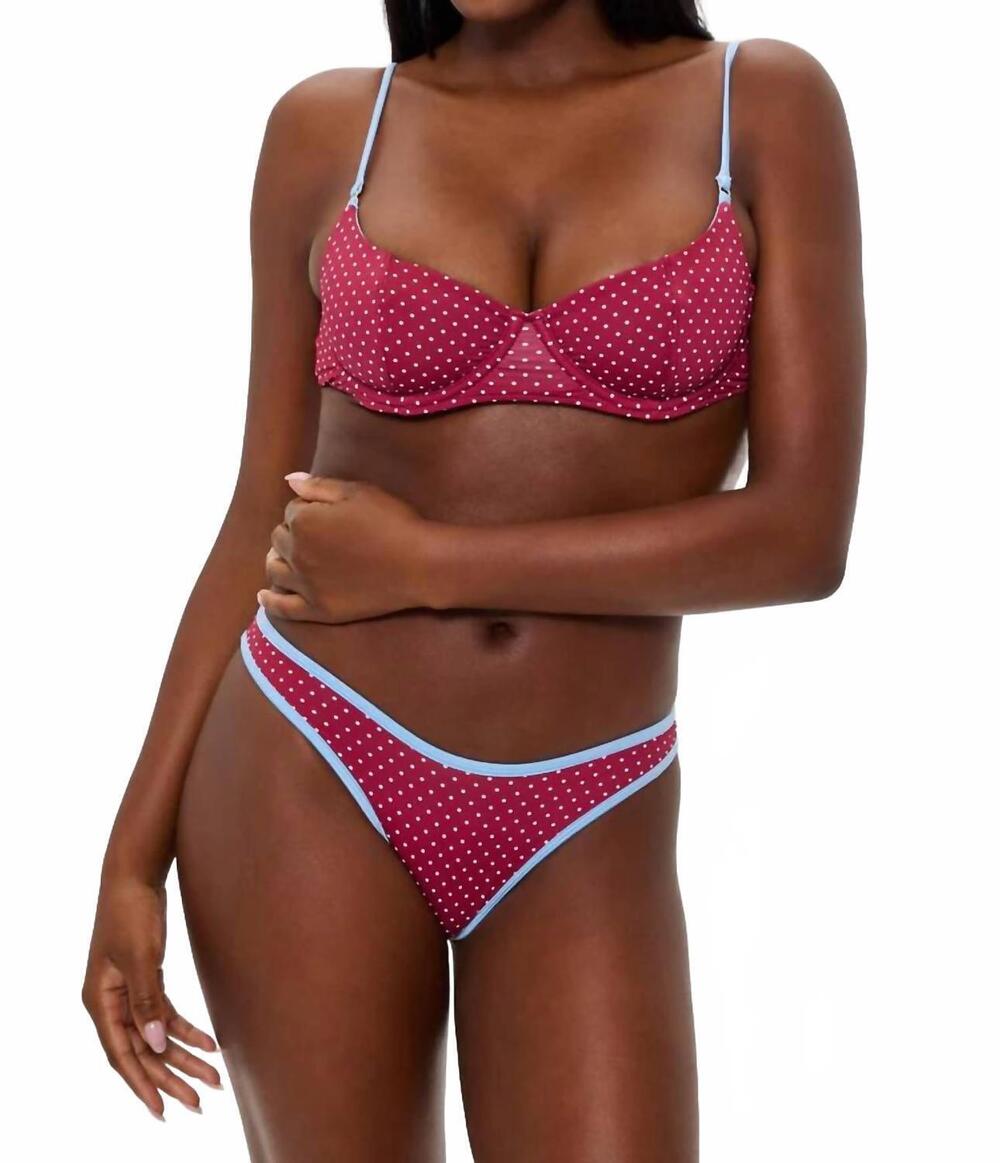 NEW FRANKIES BIKINIS cola polka dot bikini top in tuscany